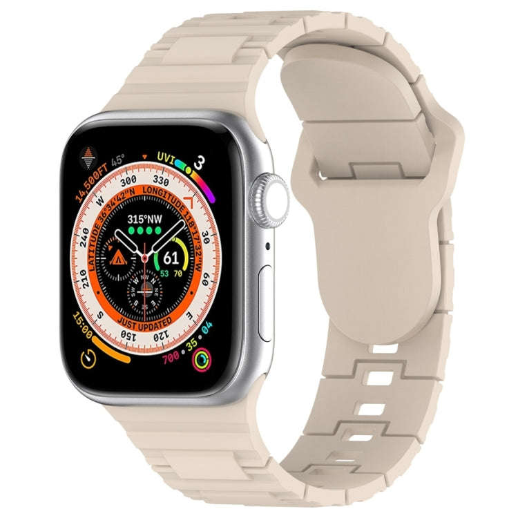 For Apple Watch Ultra 2 49mm Square Buckle Armor Style Silicone Watch Band(Ivory White)