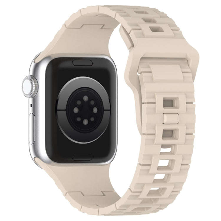 For Apple Watch Ultra 2 49mm Square Buckle Armor Style Silicone Watch Band(Ivory White)