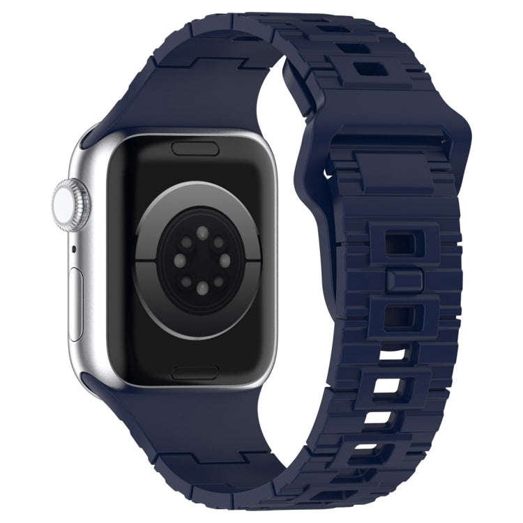 For Apple Watch 9 45mm Square Buckle Armor Style Silicone Watch Band(Midnight Blue)