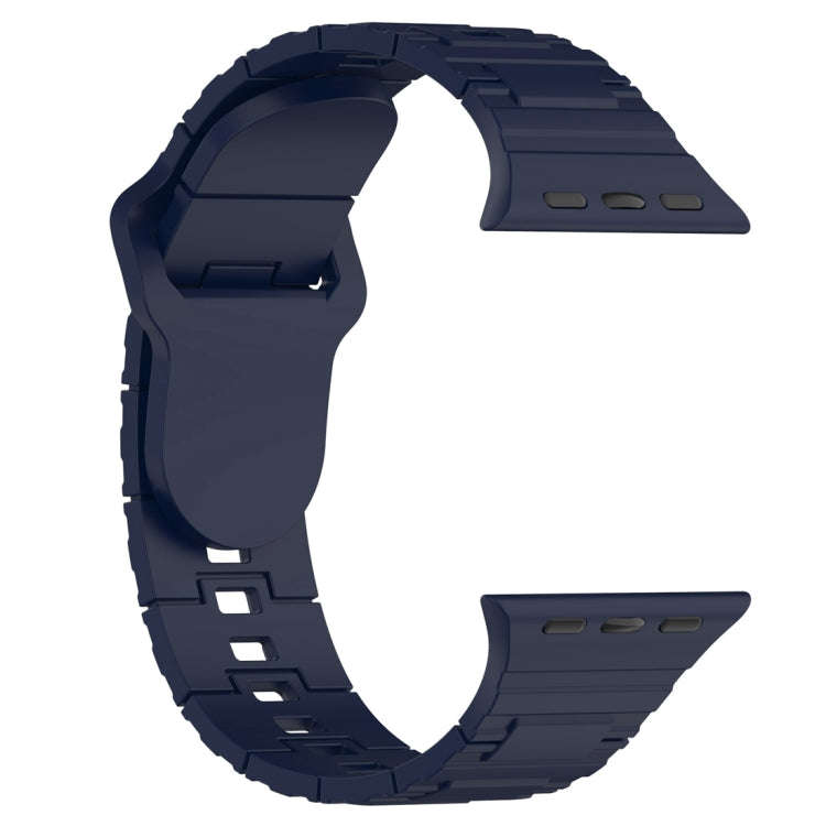 For Apple Watch 9 45mm Square Buckle Armor Style Silicone Watch Band(Midnight Blue)