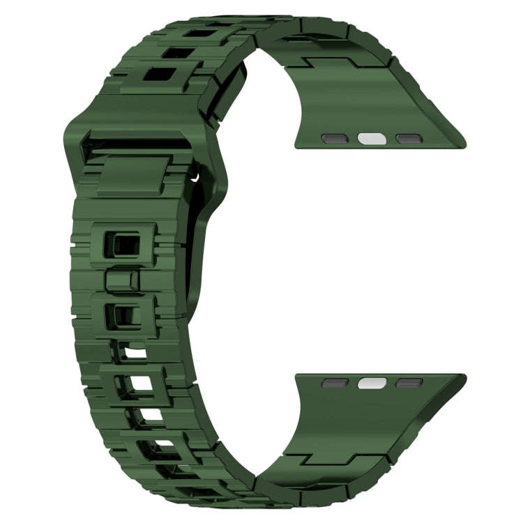 For Apple Watch 9 41mm Square Buckle Armor Style Silicone Watch Band(Plating Green)