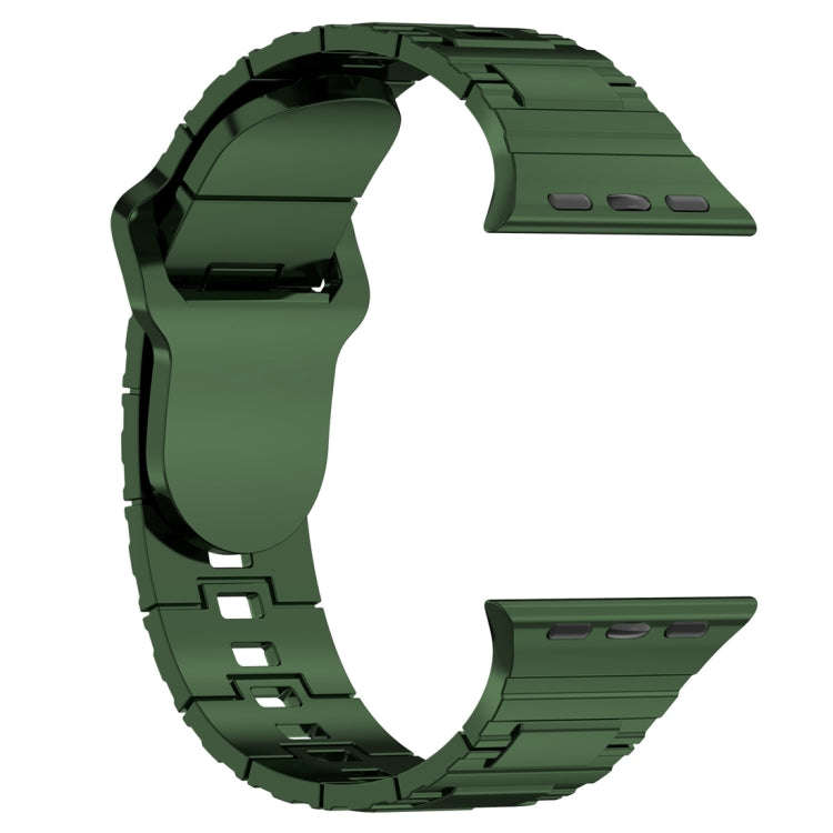 For Apple Watch 9 41mm Square Buckle Armor Style Silicone Watch Band(Plating Green)