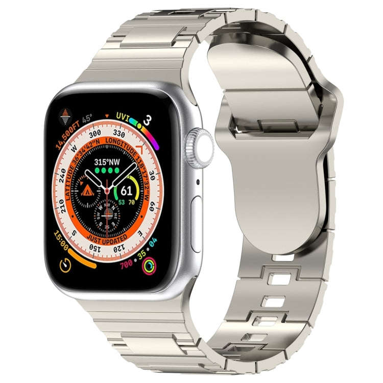 For Apple Watch 9 41mm Square Buckle Armor Style Silicone Watch Band(Plating Silver)