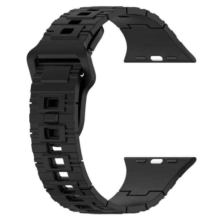For Apple Watch 9 41mm Square Buckle Armor Style Silicone Watch Band(Black)