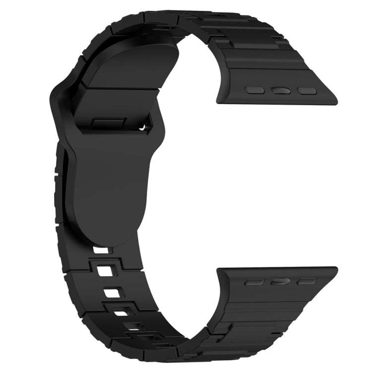 For Apple Watch 9 41mm Square Buckle Armor Style Silicone Watch Band(Black)