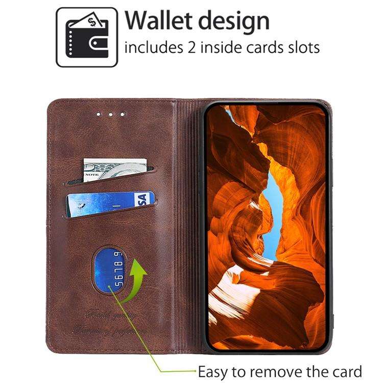 For Honor X8c 4G Cow Texture Magnetic Leather Phone Case(Dark Brown)