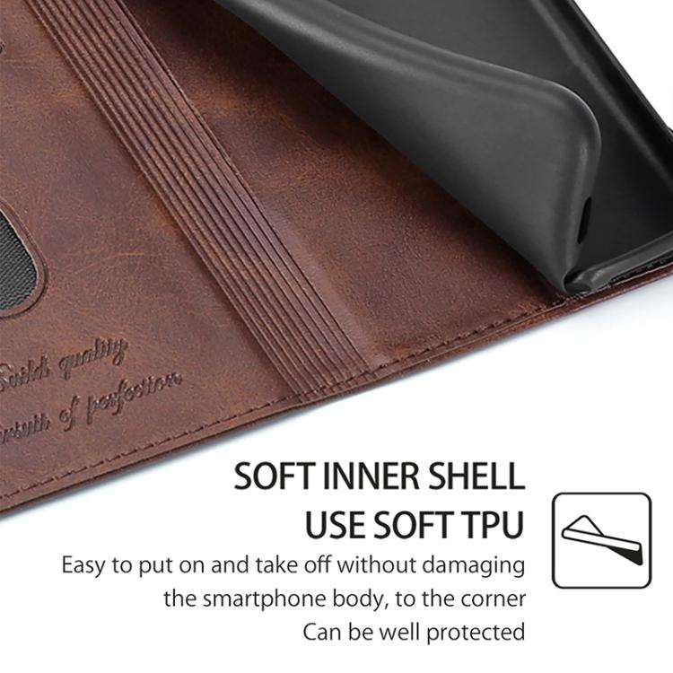 For Honor X8c 4G Cow Texture Magnetic Leather Phone Case(Dark Brown)