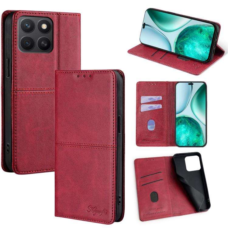 For Honor X8c 4G Cow Texture Magnetic Leather Phone Case(Red)