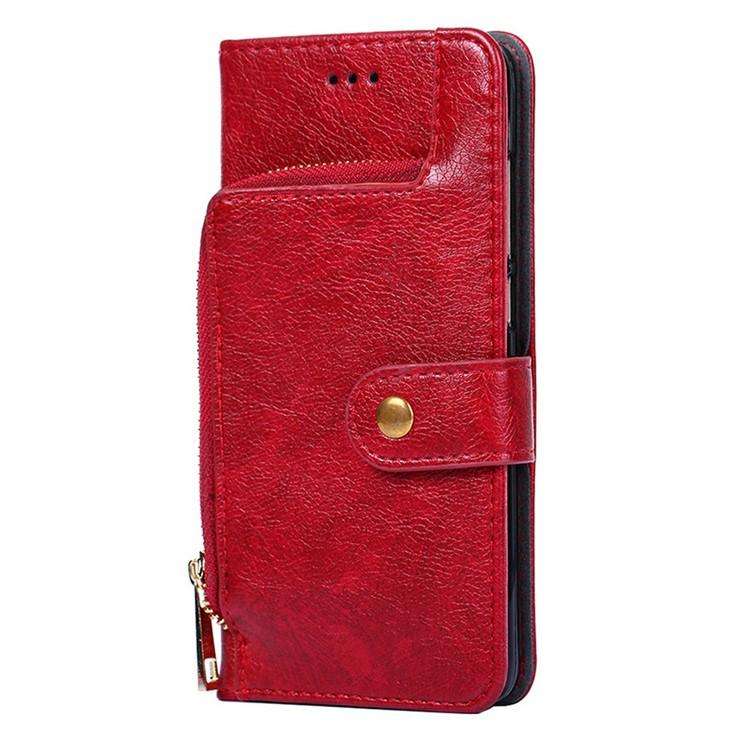 For Honor X8c 4G Zipper Bag Leather Phone Case(Red)