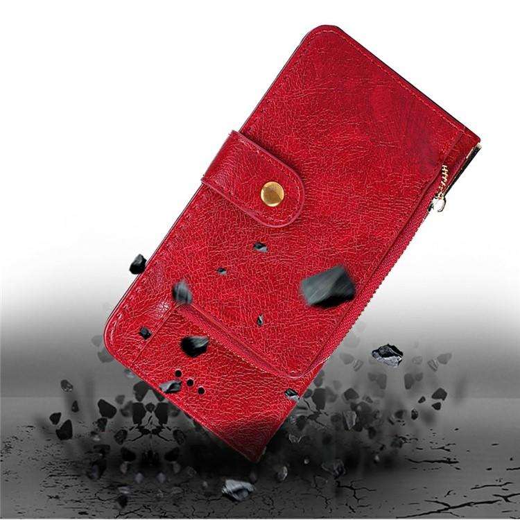For Honor X8c 4G Zipper Bag Leather Phone Case(Red)