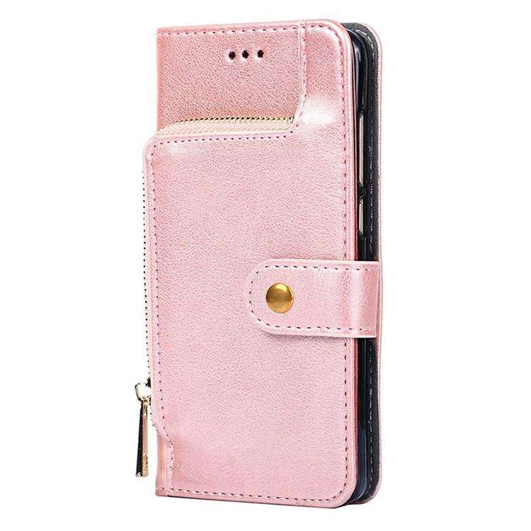 For Honor X8c 4G Zipper Bag Leather Phone Case(Rose Gold)