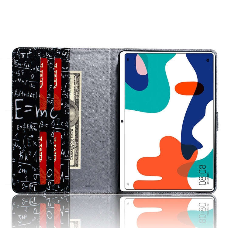 For Huawei MatePad Colored Drawing Pattern Horizontal Flip PU Leather Case with Holder & Card Slo...