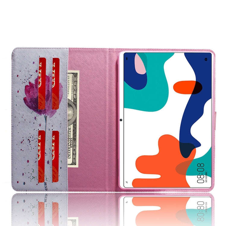For Huawei MatePad Colored Drawing Pattern Horizontal Flip PU Leather Case with Holder & Card Slo...