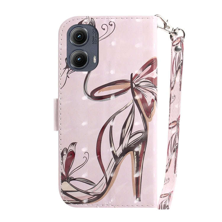 For Motorola Edge 2024 3D Colored Flip Leather Phone Case(Butterfly High-heeled)