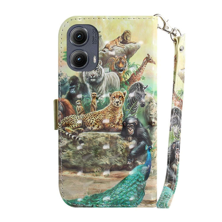 For Motorola Edge 2024 3D Colored Flip Leather Phone Case(Zoo)