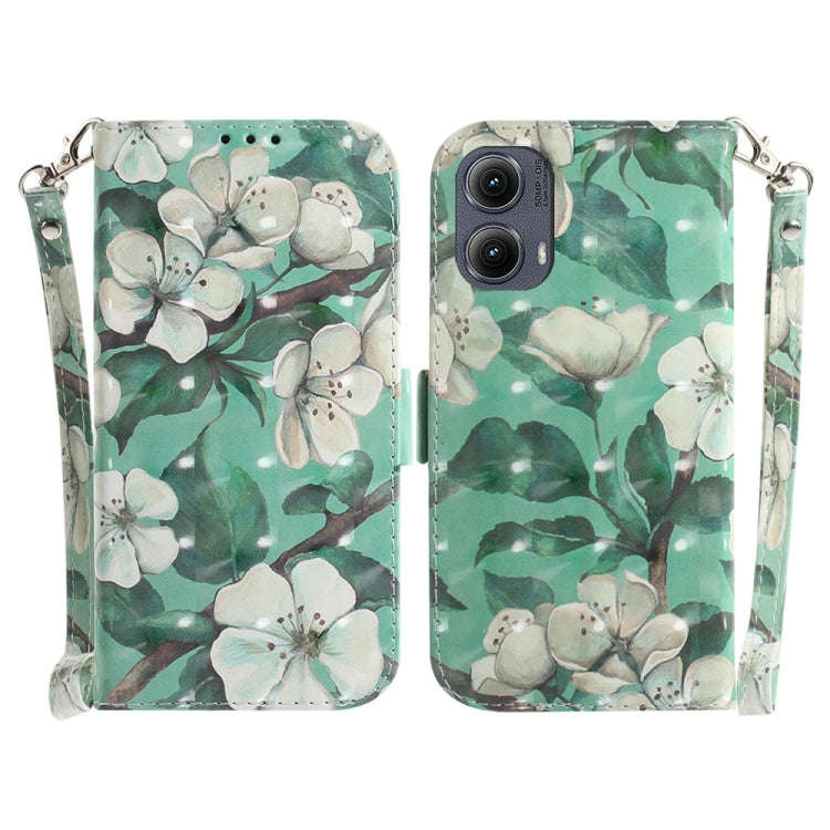 For Motorola Edge 2024 3D Colored Flip Leather Phone Case(Watercolor Flower)