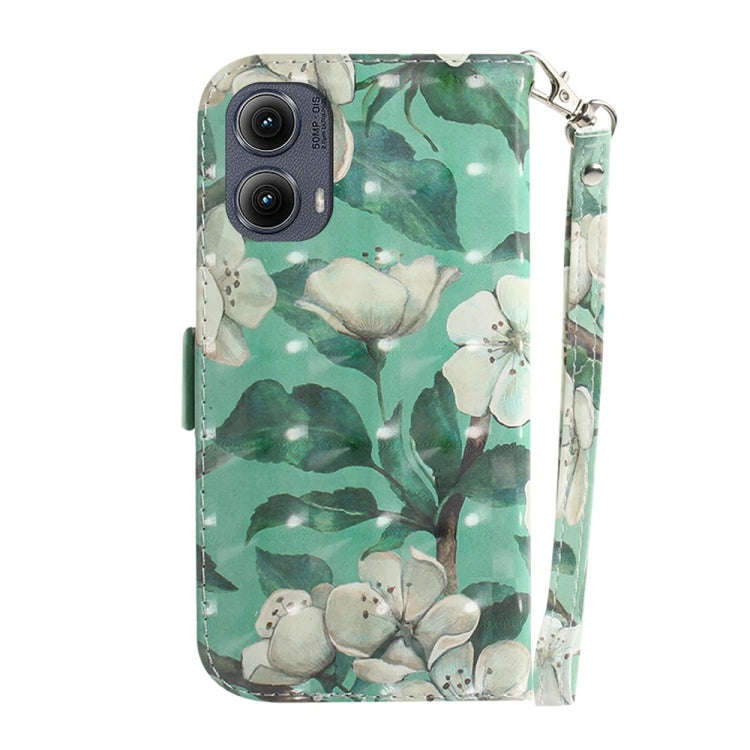 For Motorola Edge 2024 3D Colored Flip Leather Phone Case(Watercolor Flower)