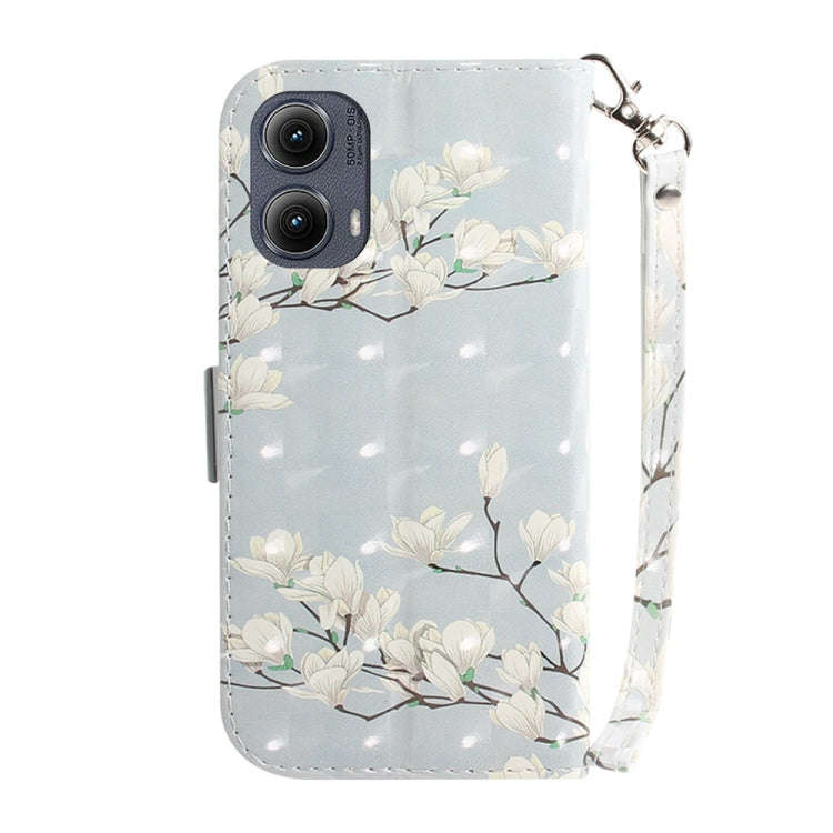 For Motorola Edge 2024 3D Colored Flip Leather Phone Case(Magnolia)