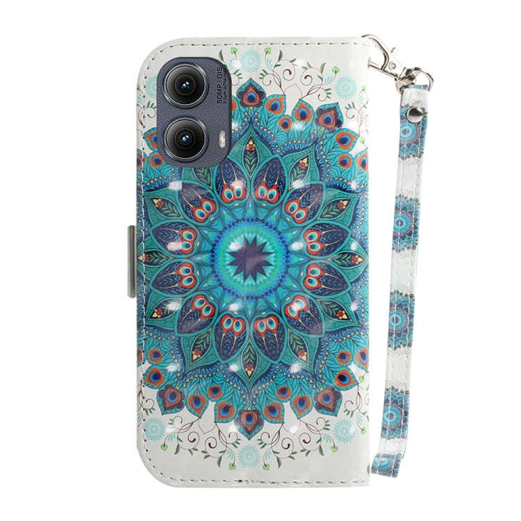 For Motorola Edge 2024 3D Colored Flip Leather Phone Case(Peacock Wreath)