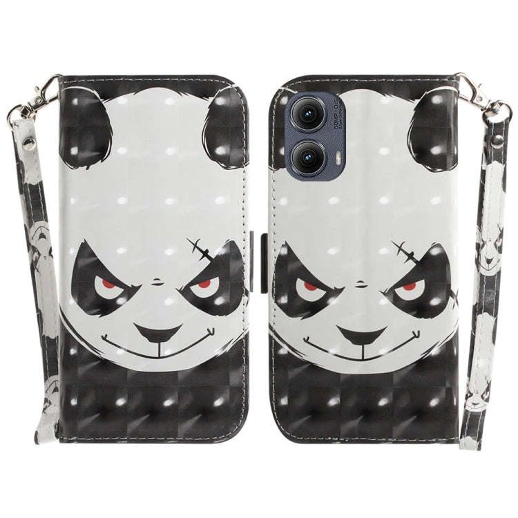 For Motorola Edge 2024 3D Colored Flip Leather Phone Case(Angry Bear)