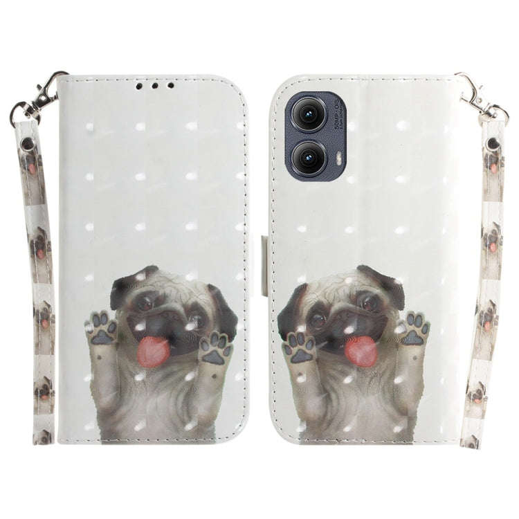 For Motorola Edge 2024 3D Colored Flip Leather Phone Case(Pug)