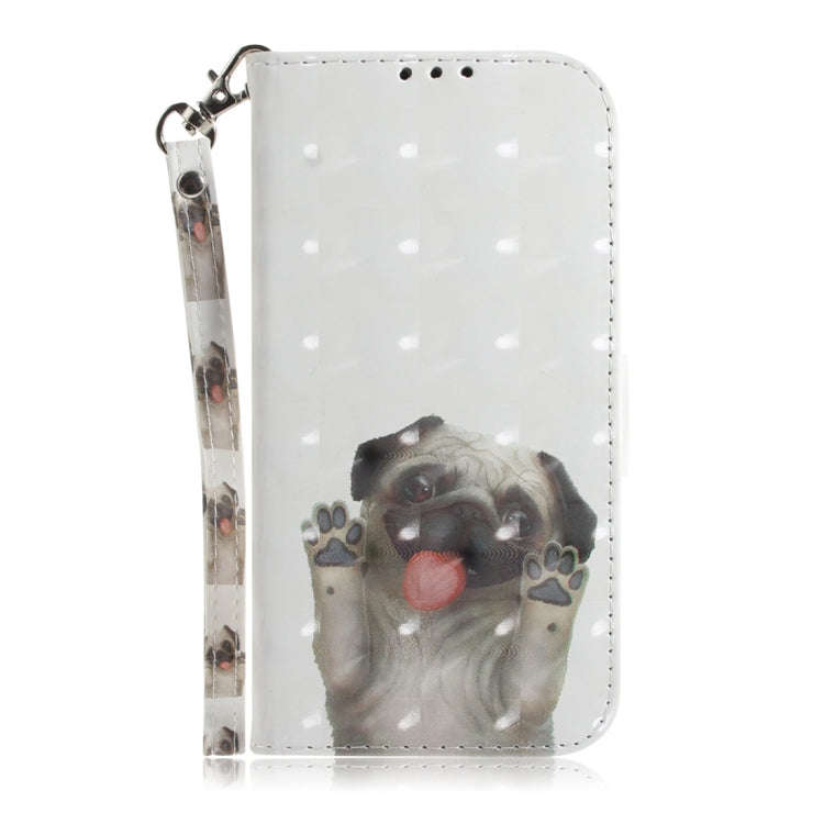 For Motorola Edge 2024 3D Colored Flip Leather Phone Case(Pug)