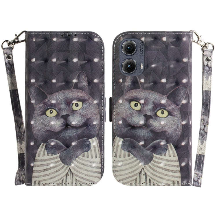 For Motorola Edge 2024 3D Colored Flip Leather Phone Case(Hug Cat)