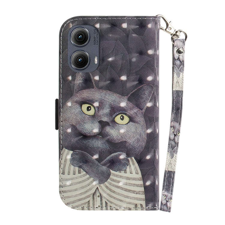 For Motorola Edge 2024 3D Colored Flip Leather Phone Case(Hug Cat)