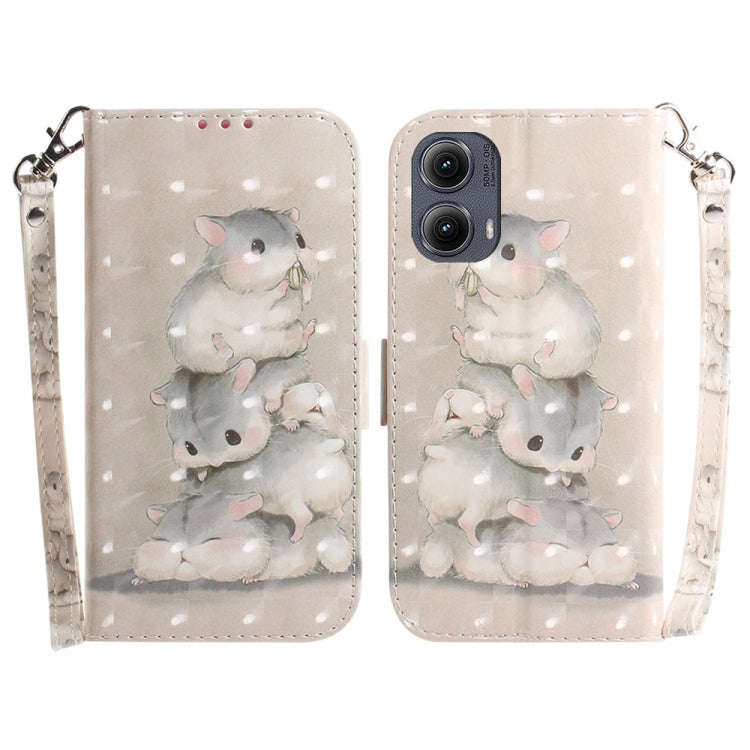 For Motorola Edge 2024 3D Colored Flip Leather Phone Case(Squirrels)