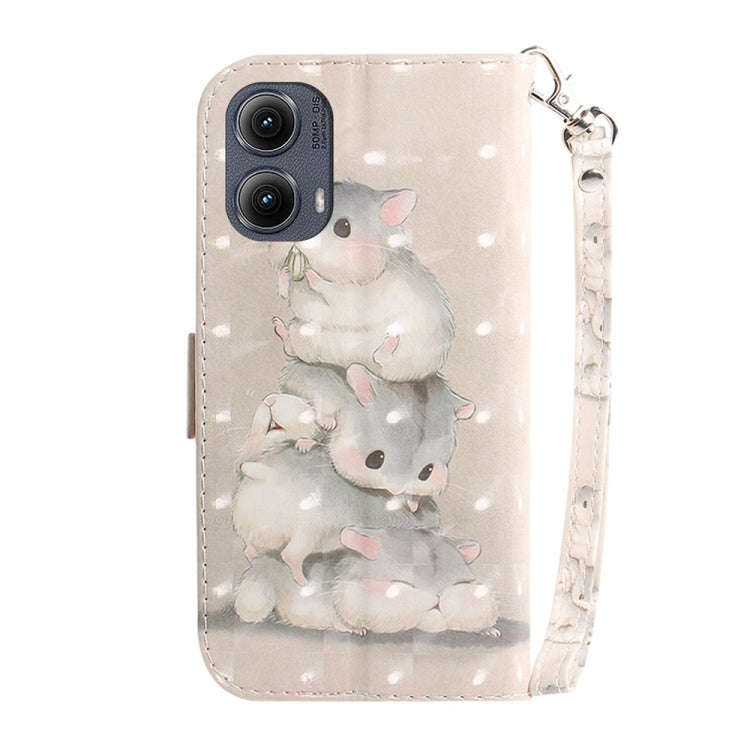 For Motorola Edge 2024 3D Colored Flip Leather Phone Case(Squirrels)
