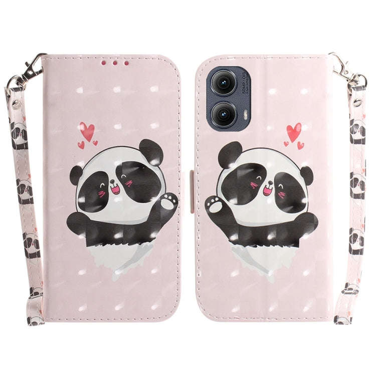 For Motorola Edge 2024 3D Colored Flip Leather Phone Case(Heart Panda)