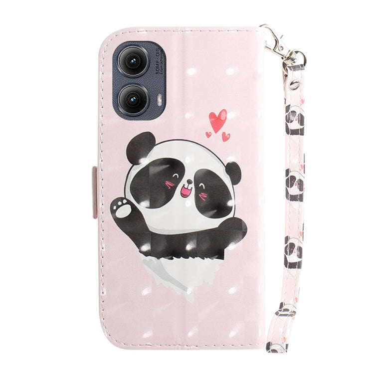 For Motorola Edge 2024 3D Colored Flip Leather Phone Case(Heart Panda)