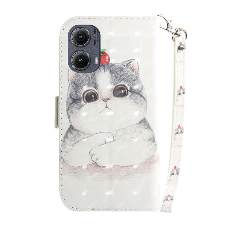 For Motorola Edge 2024 3D Colored Flip Leather Phone Case(Cute Cat)