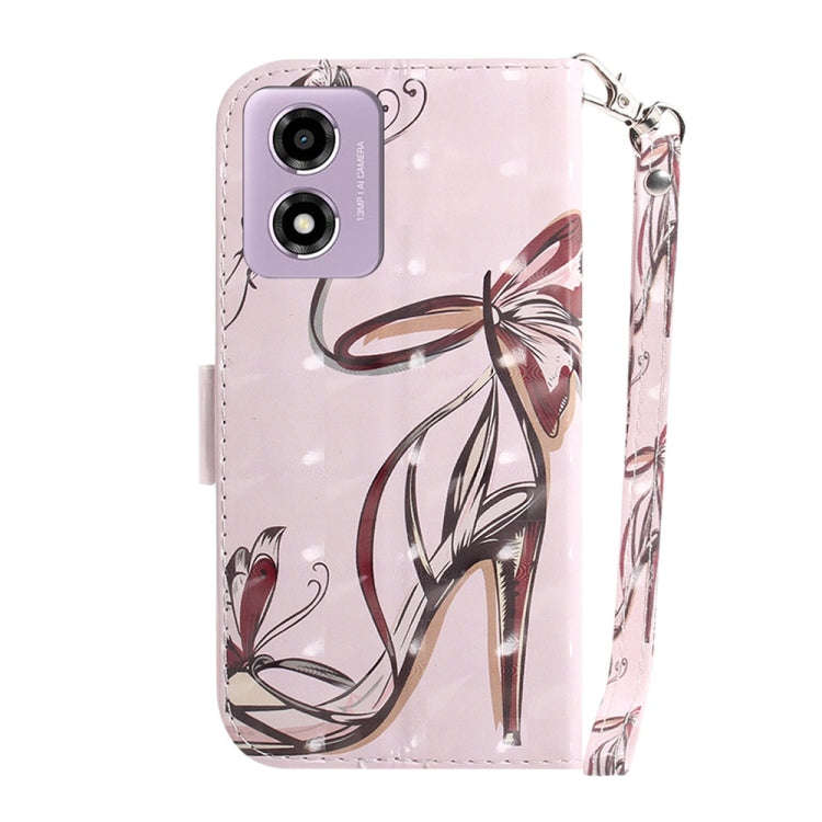 For Motorola Moto G04s / Moto E14 3D Colored Flip Leather Phone Case(Butterfly High-heeled)
