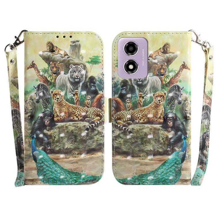 For Motorola Moto G04s / Moto E14 3D Colored Flip Leather Phone Case(Zoo)