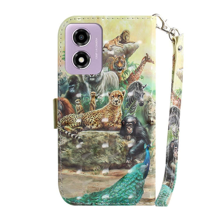 For Motorola Moto G04s / Moto E14 3D Colored Flip Leather Phone Case(Zoo)