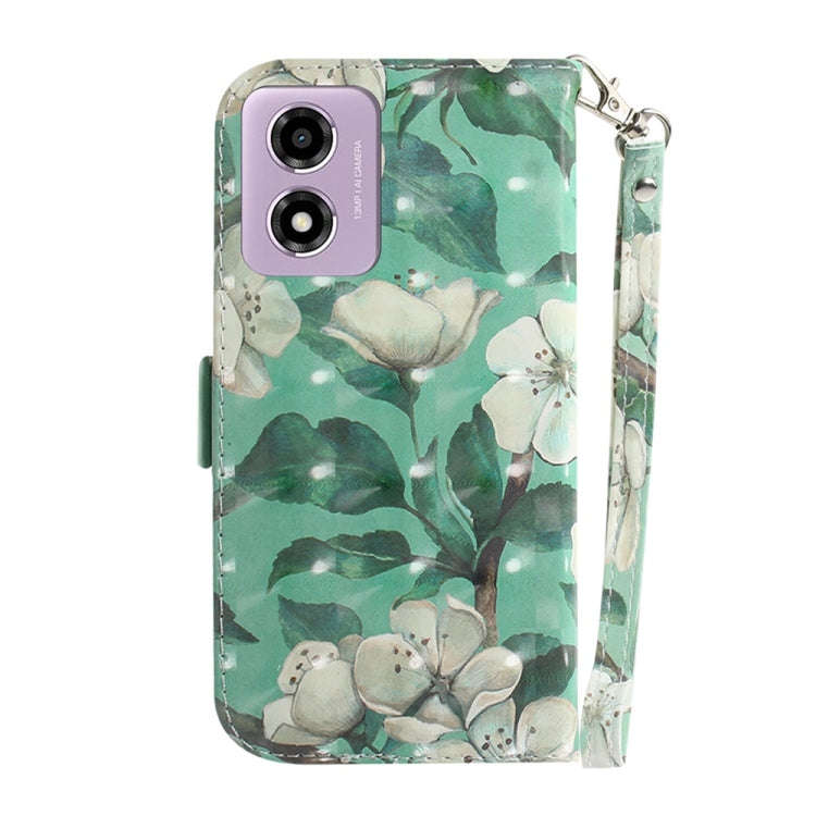 For Motorola Moto G04s / Moto E14 3D Colored Flip Leather Phone Case(Watercolor Flower)