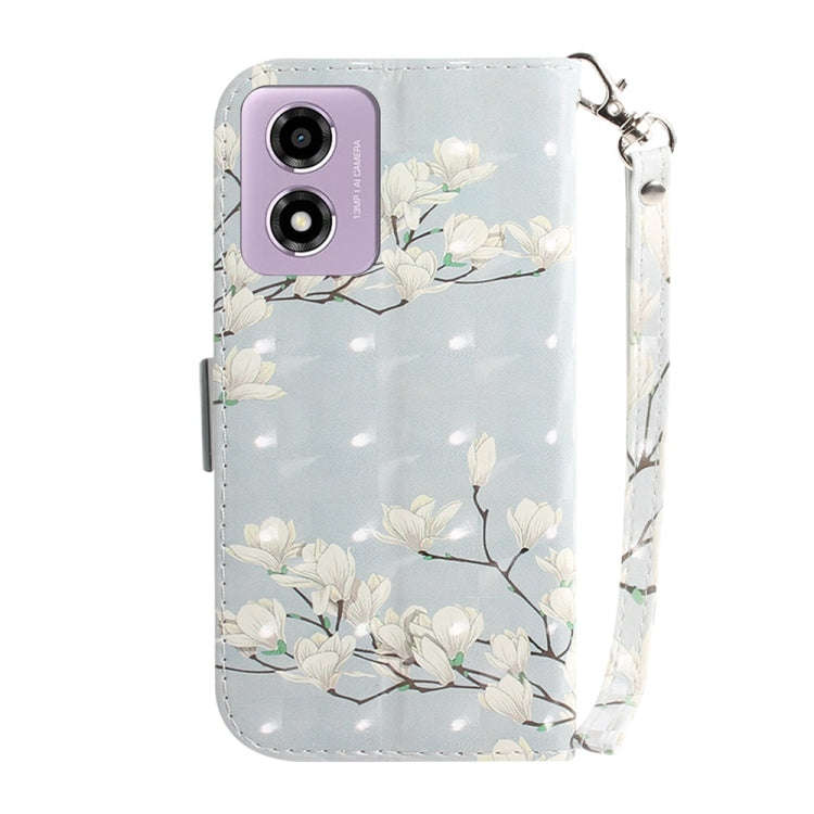 For Motorola Moto G04s / Moto E14 3D Colored Flip Leather Phone Case(Magnolia)