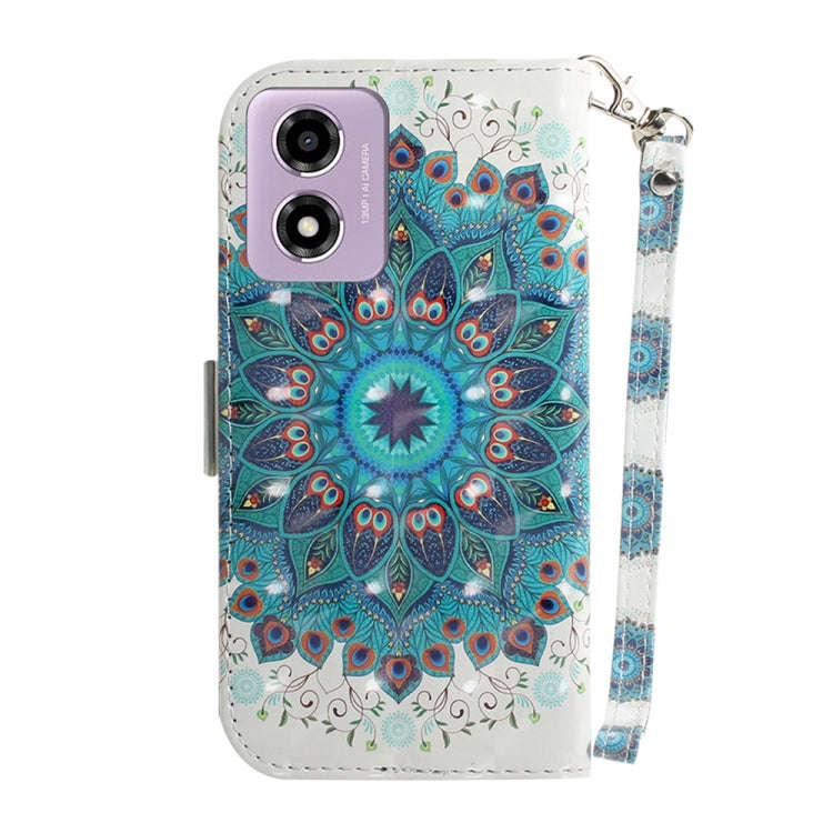 For Motorola Moto G04s / Moto E14 3D Colored Flip Leather Phone Case(Peacock Wreath)