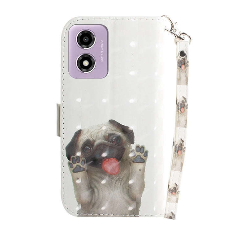 For Motorola Moto G04s / Moto E14 3D Colored Flip Leather Phone Case(Pug)