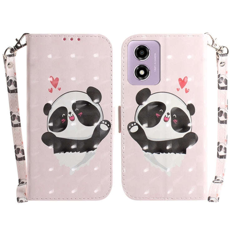 For Motorola Moto G04s / Moto E14 3D Colored Flip Leather Phone Case(Heart Panda)