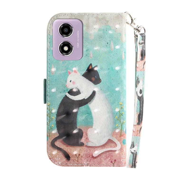 For Motorola Moto G04s / Moto E14 3D Colored Flip Leather Phone Case(Black White Cat)