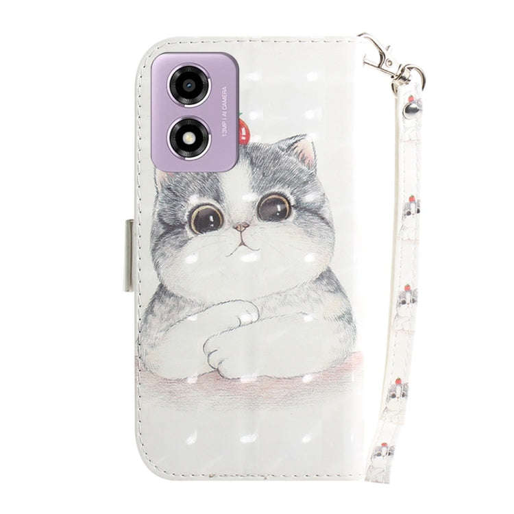 For Motorola Moto G04s / Moto E14 3D Colored Flip Leather Phone Case(Cute Cat)