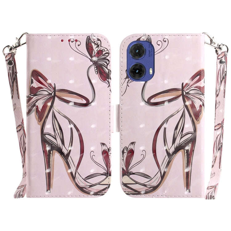 For Motorola Moto G85 3D Colored Flip Leather Phone Case(Butterfly High-heeled)