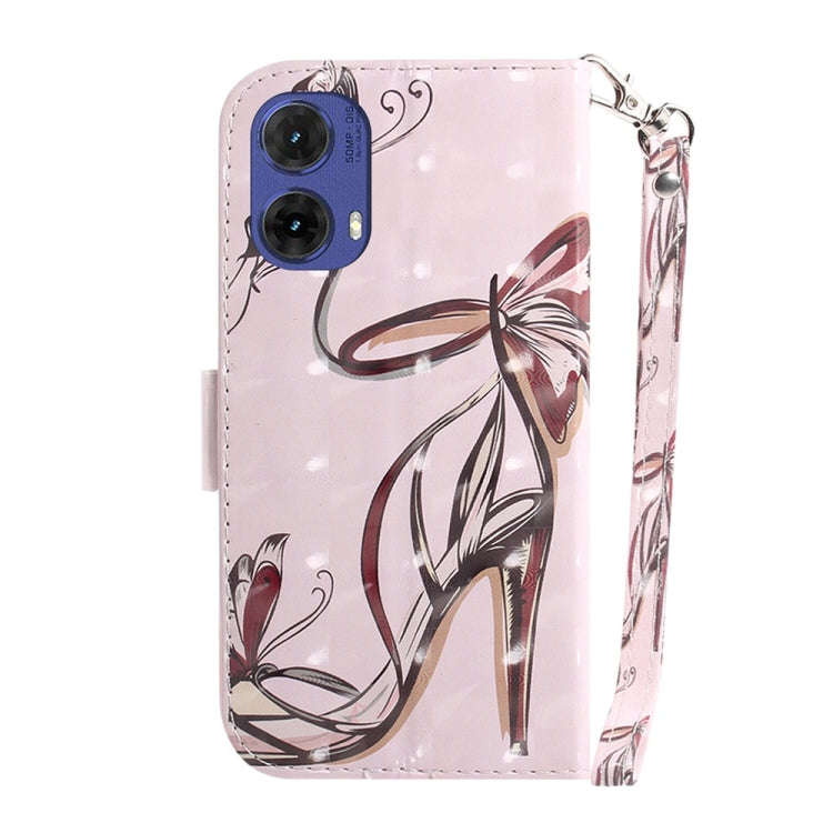 For Motorola Moto G85 3D Colored Flip Leather Phone Case(Butterfly High-heeled)