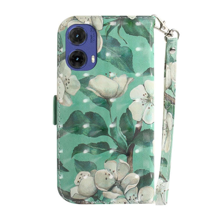 For Motorola Moto G85 3D Colored Flip Leather Phone Case(Watercolor Flower)