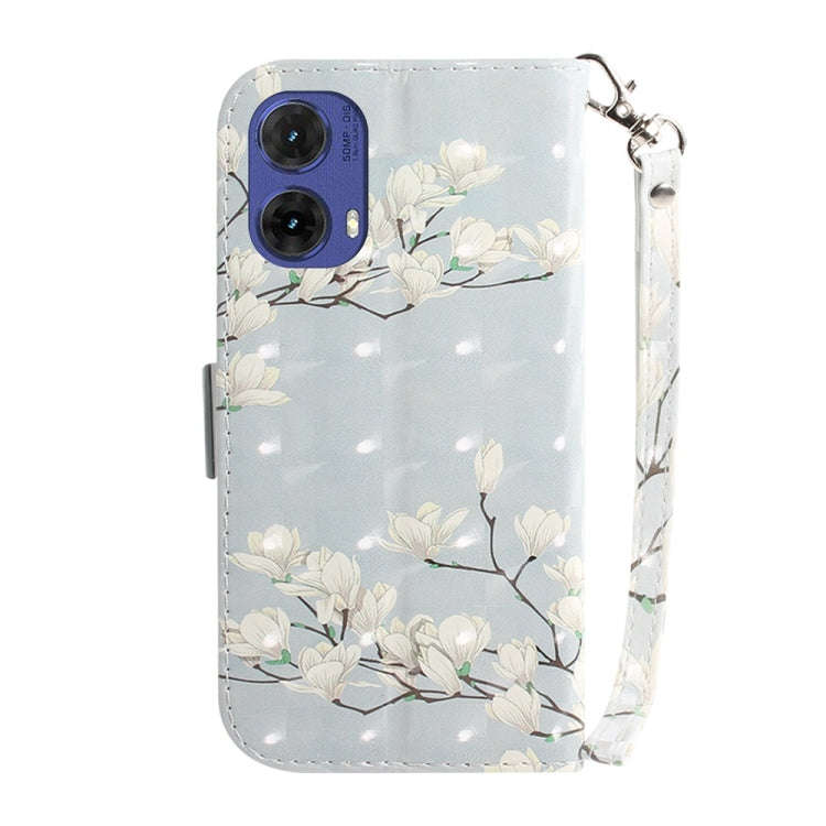 For Motorola Moto G85 3D Colored Flip Leather Phone Case(Magnolia)
