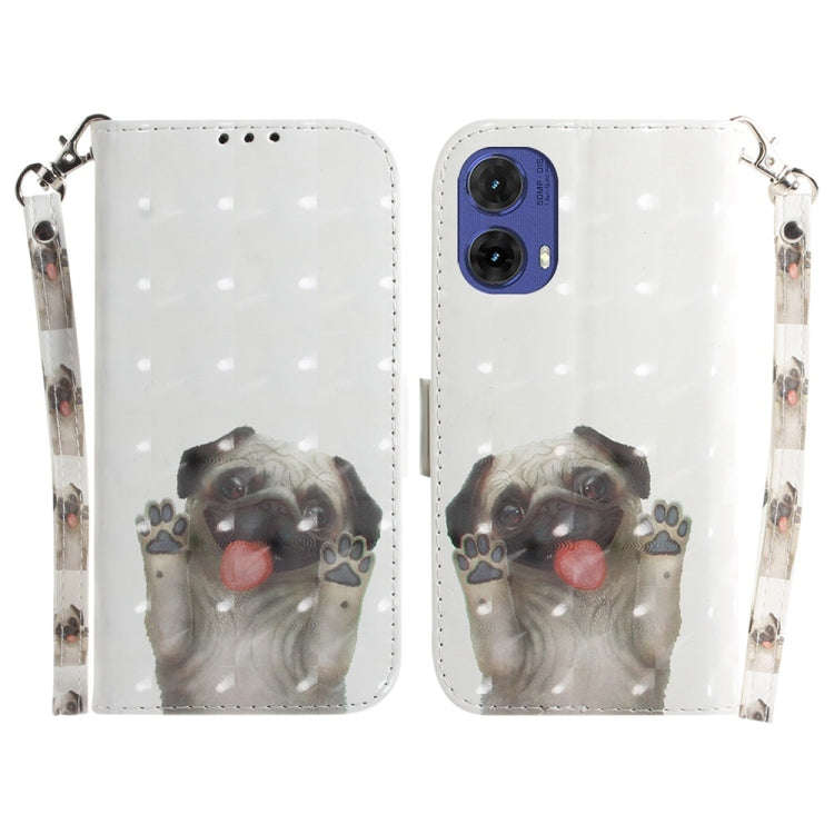 For Motorola Moto G85 3D Colored Flip Leather Phone Case(Pug)