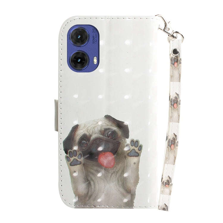 For Motorola Moto G85 3D Colored Flip Leather Phone Case(Pug)