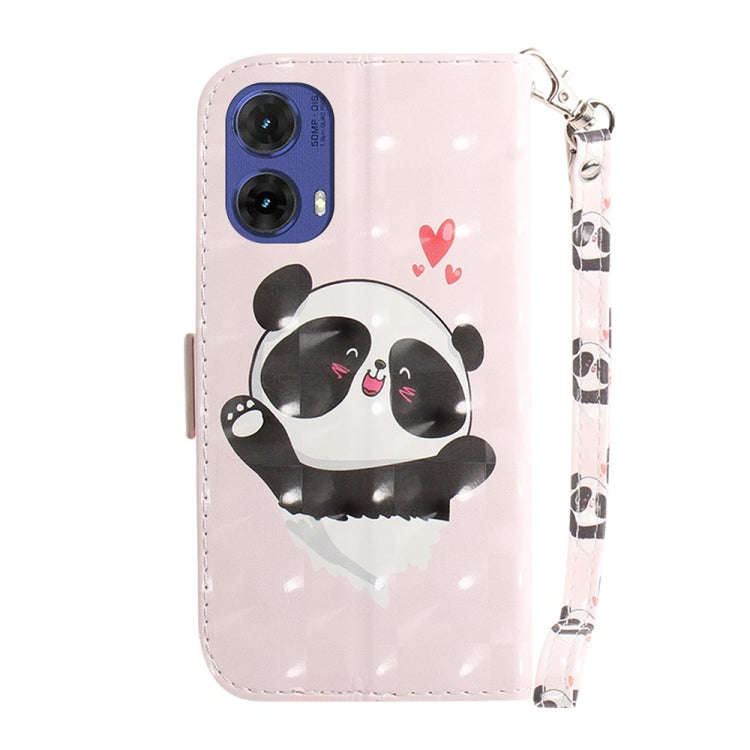 For Motorola Moto G85 3D Colored Flip Leather Phone Case(Heart Panda)